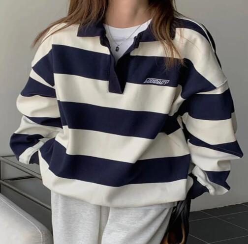 Kawaii Pink Striped Oversize Tee for Women (One Piece)