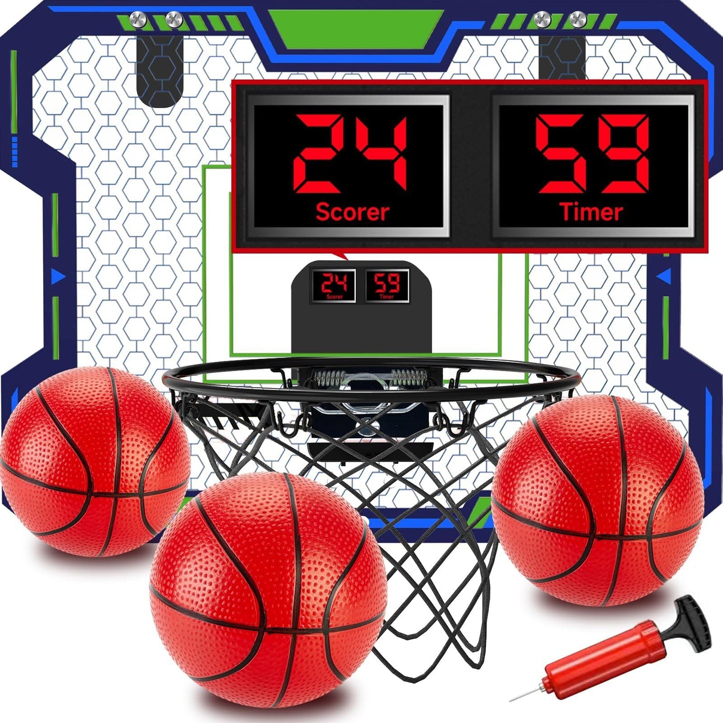 VIGNUTO Indoor Basketball Hoop for Kids(4-12 Years Old) Over The Door Basketball Hoop with Scoring Countdown and Music Accompaniment Functions,Mini Basketball Hoop Basketball Hoop Indoor,Kids Toys