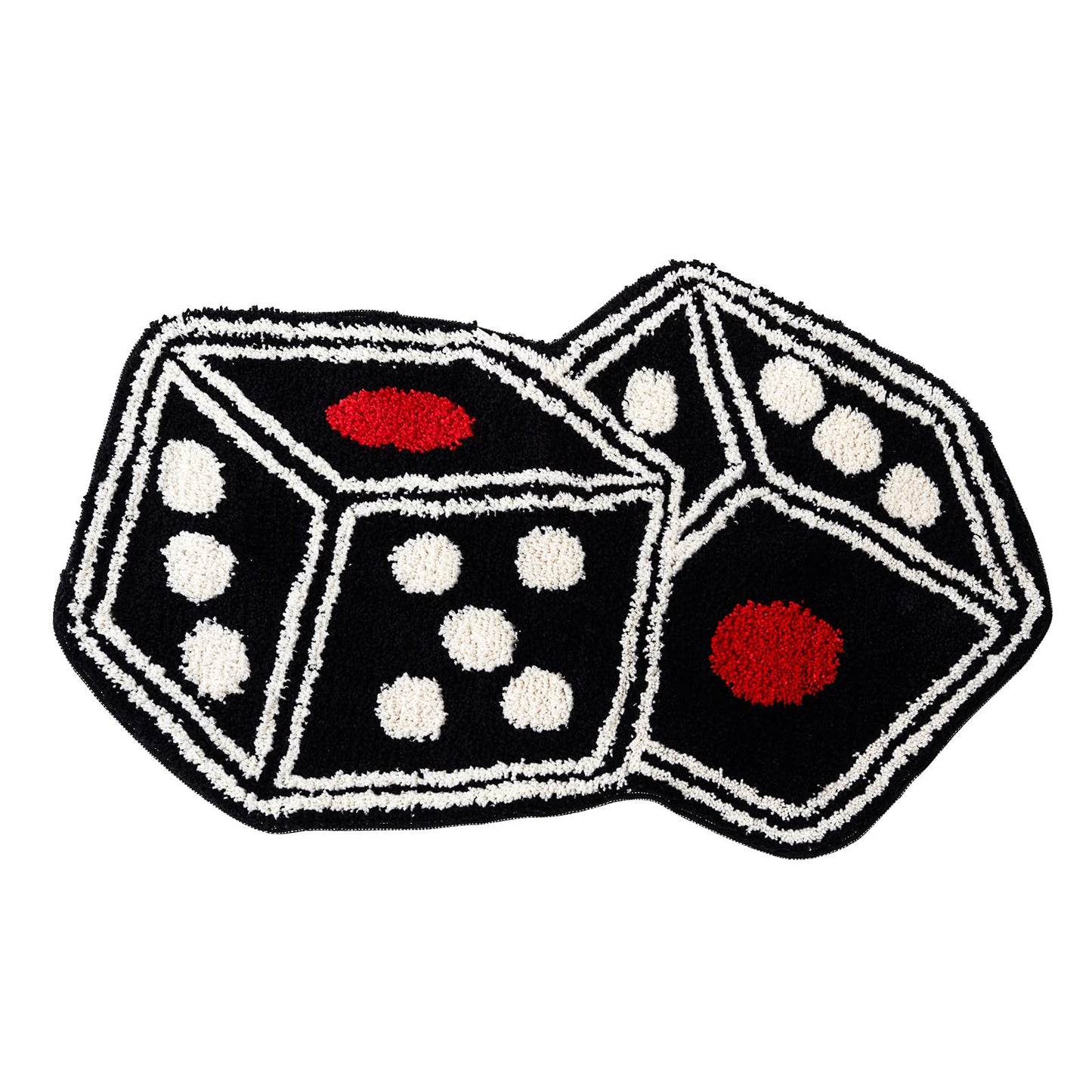 Dice Rug - Unique Dice Decor Tufted Rug Dice Bath Mat for Tub Cool Bedroom Aesthetic Bathroom Shower Absorbent Nonslip Home Decor - Y2K Rug for Alt Room Decor 31"X23" (Black)