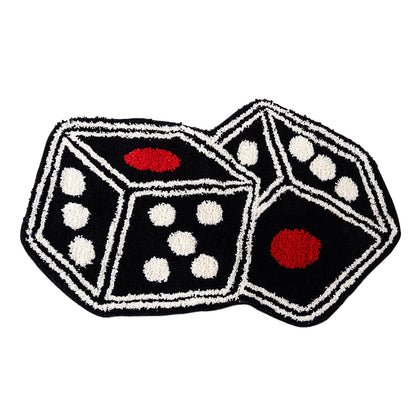Dice Rug - Unique Dice Decor Tufted Rug Dice Bath Mat for Tub Cool Bedroom Aesthetic Bathroom Shower Absorbent Nonslip Home Decor - Y2K Rug for Alt Room Decor 31"X23" (Black)