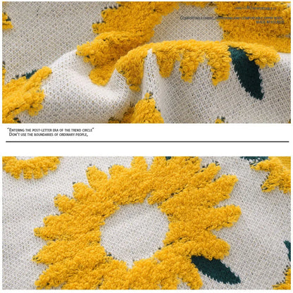 Couples Oversize Knit Sweater with Chrysanthemum Print