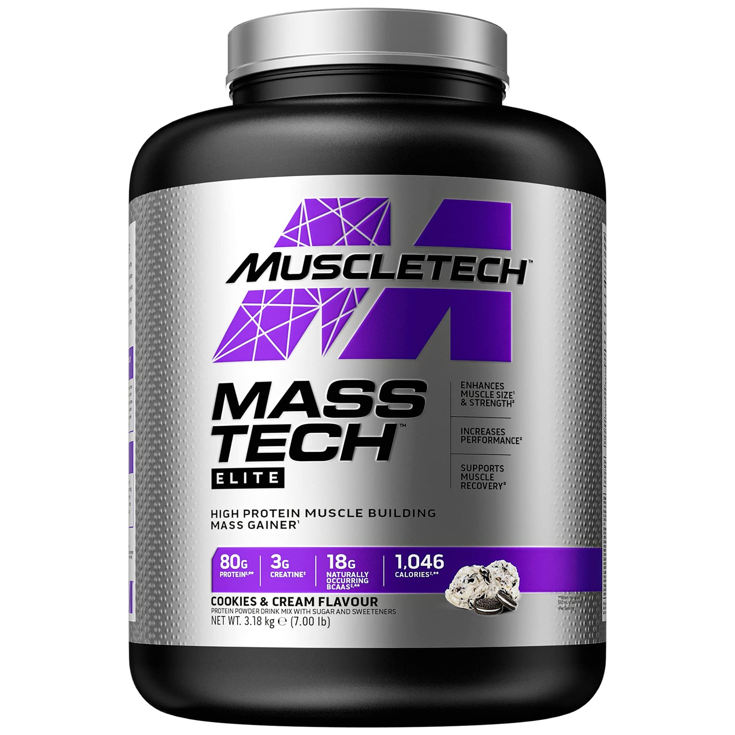 Mass Gainer Protein Powder MuscleTech Mass-Tech Mass Gainer Whey Protein Powder + Muscle Builder Protein Powder Creatine Supplements Cookies and Cream 7 lbs (Package May Vary)