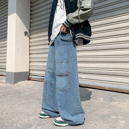 Men's Oversized Baggy Denim Pants in Blue