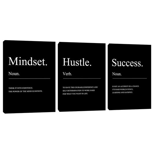 Large Motivational Office Wall Decor Mindset Canvas Wall Art Hustle Posters Prints Entrepreneur Success Paintings Picture Artwork Inspirational Home Bedroom Living Room Decorations(72" Wx36 H)